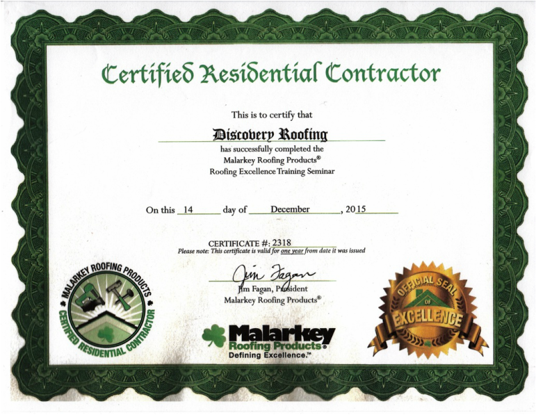 Malarkey Certified Residential Contractor